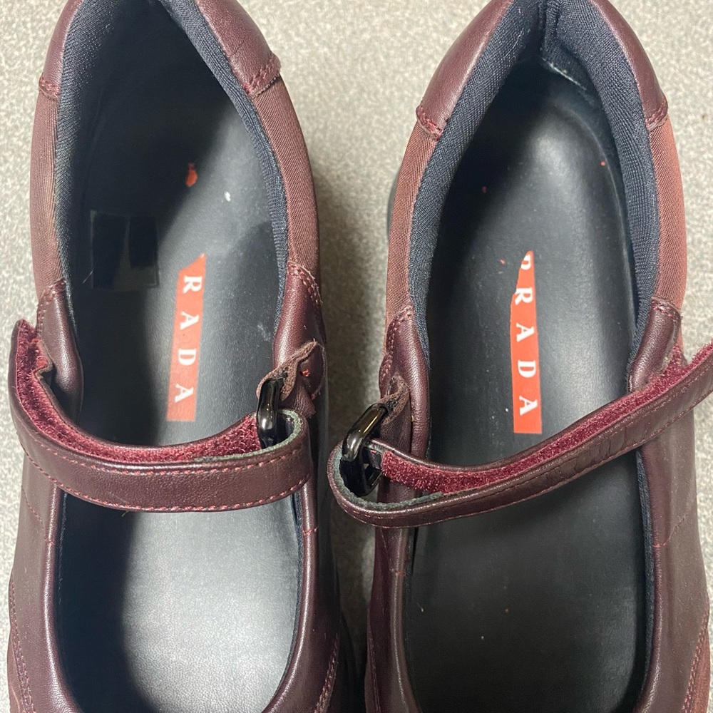 Prada Burgundy Mary Jane Shoes - Picture 5 of 6